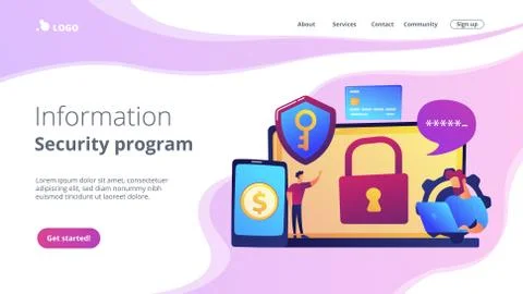 Cyber security software concept landing page. Illustrazione stock
