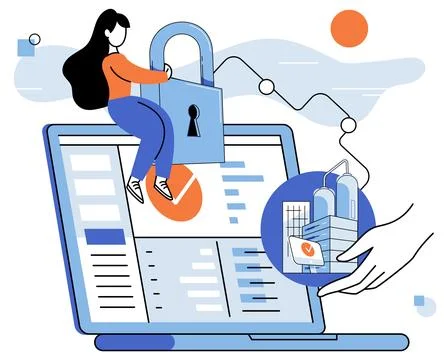 Cyber security software. Information safety software, antivirus solution Stockillustratie