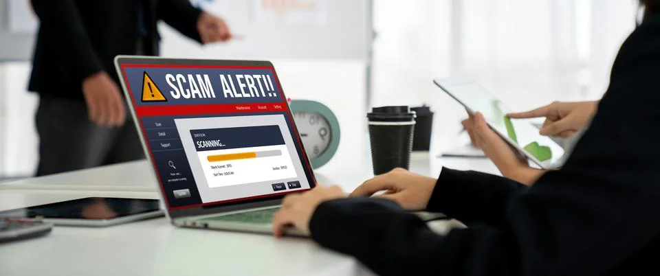 Cyber security software show alert of cyber attack for protection snugly Stock Photos