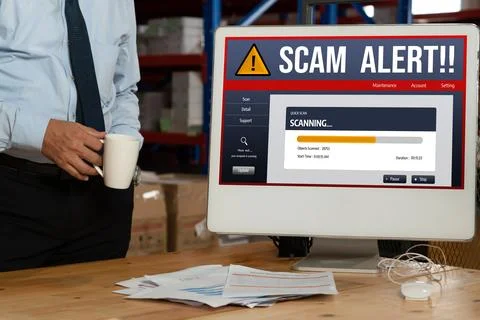 Cyber security software show alert of cyber attack for protection snugly Fotos Stock