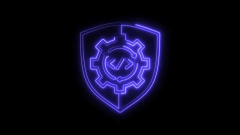 Cyber security solutions animated logo with shield gear and programming cod.. Stock Footage 312316147