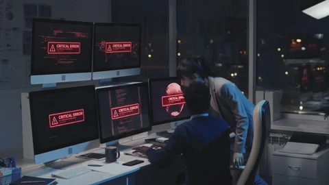 Cyber Security Specialists Solving Problem Stock Footage 171065714