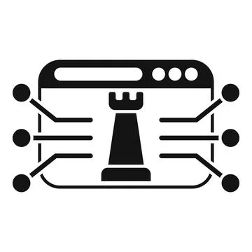 Cyber security strategy showing a chess rook piece inside a web browser Illustrazione stock