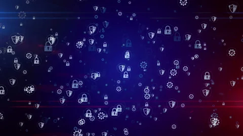 Cyber security symbols digital loopable background Stock Footage 125331213