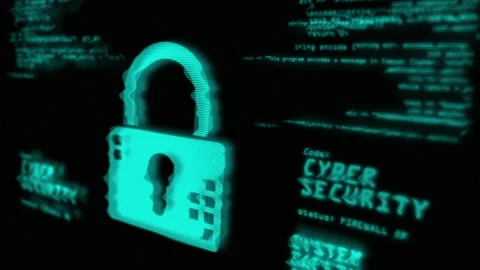Cyber security symbols digital screen Stock Footage 125470767