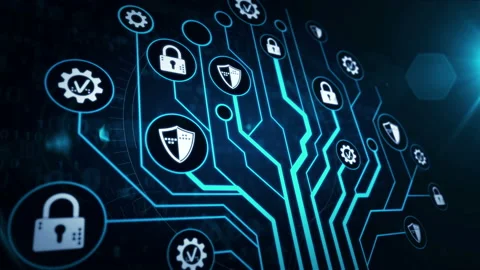 Cyber security symbols digital tree Stock Footage 124931005