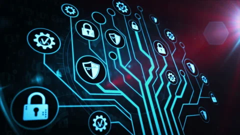 Cyber security symbols digital tree Stock Footage 125020178