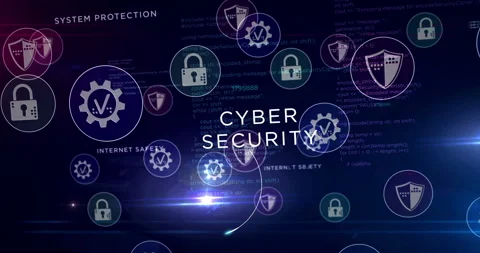 Cyber security symbols loop Stock Footage 124416376