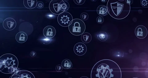 Cyber security symbols loop Stock Footage 124578155