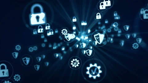 Cyber security symbols seamless loop 스톡 동영상 130879738