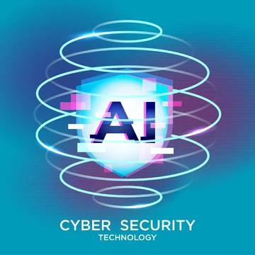 Cyber ??security system with abstract concept of AI technology Stock Illustration