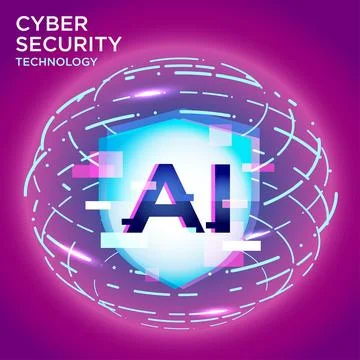 Cyber ??security system with abstract concept of AI technology Illustrazione stock