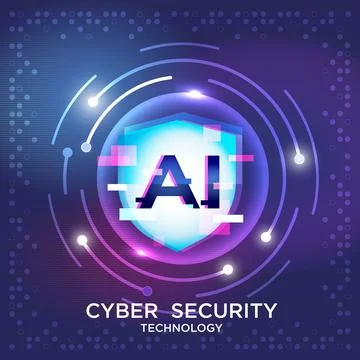 Cyber ??security system with abstract concept of AI technology Illustrazione stock