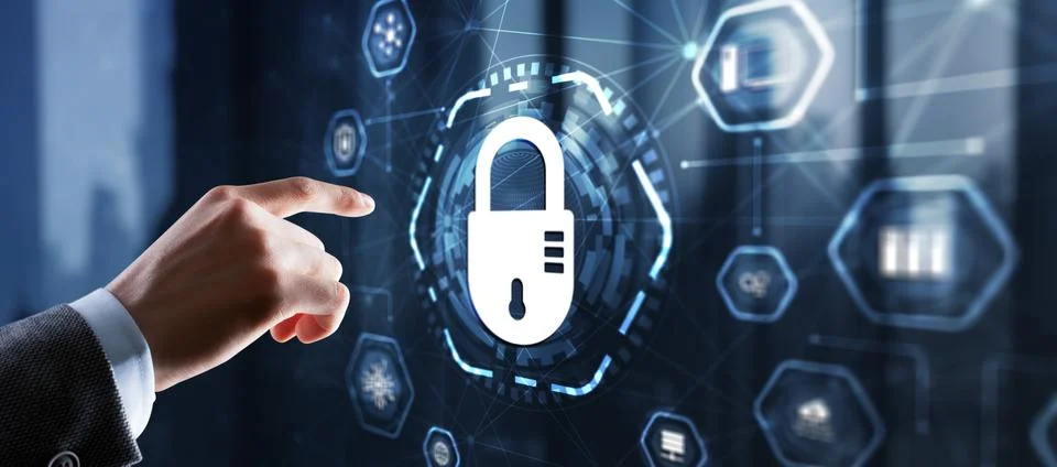 Cyber security system abstract technology background. Technology concept Stock Photos