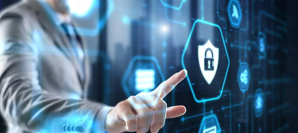 Cyber security system abstract technology background. Technology concept Stock Photos