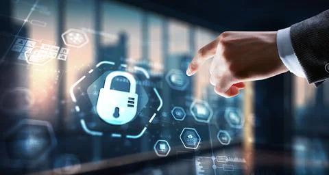 Cyber security system abstract technology background. Technology concept Stock Photos