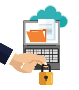 Cyber security system and media design Illustrazione stock