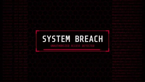 Cyber Security System Breach Warning Animation on Red Hex Grid Stock Footage 332413790