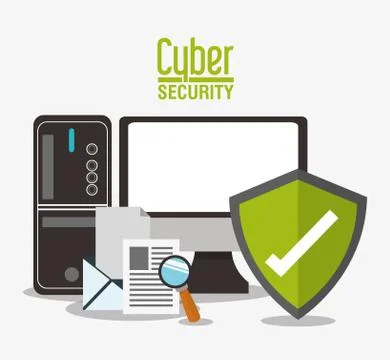 Cyber security system computer design Stock Illustration