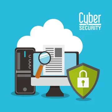 Cyber security system computer design Stock Illustration