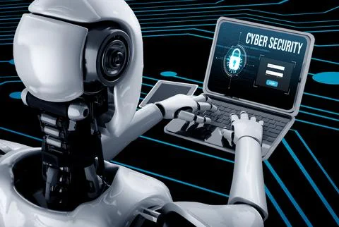 Cyber security system on computer screen protect private information snugly Stockillustratie