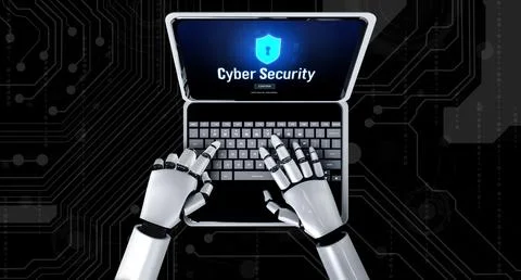 Cyber security system on computer screen protect private information snugly Illustrazione stock