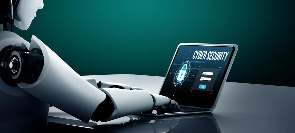 Cyber security system on computer screen protect private information snugly Illustrazione stock