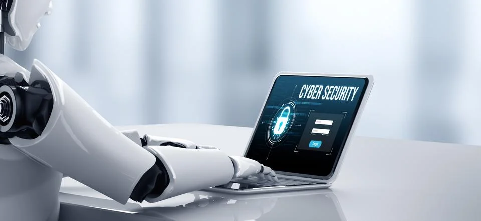 Cyber security system on computer screen protect private information snugly Illustrazione stock