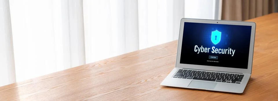 Cyber security system on computer screen protect private information snugly 写真素材