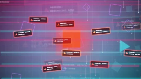 Cyber Security System Failure Alert Warning Digital Technology Abstract Stock Footage 341453599