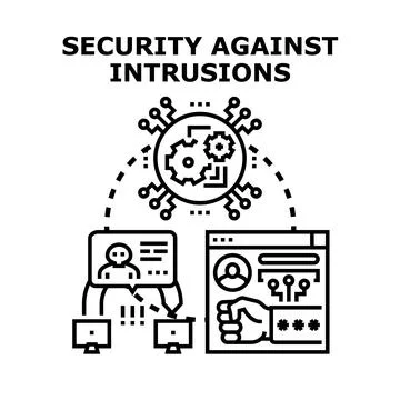 Cyber security system protecting personal data from intrusions Illustrazione stock