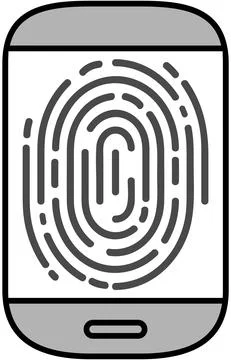 Cyber security system. Protecting your data on your smartphone. Fingerprint Stock Illustration