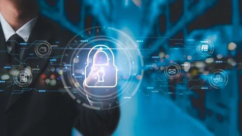 Cyber Security system Protects Data Information Safe Storage Networks. busi.. 스톡 사진