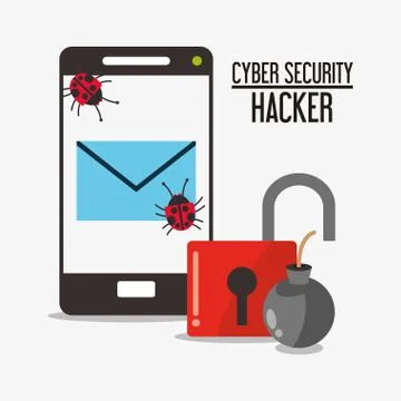 Cyber security system smartphone design 스톡 일러스트