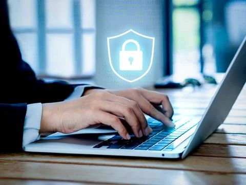 Cyber security system technology and protect concepts. Glowing digital secu.. 스톡 사진