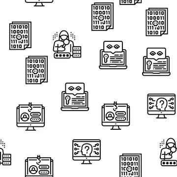 Cyber Security System Technology Vector Seamless Pattern Stock Illustration