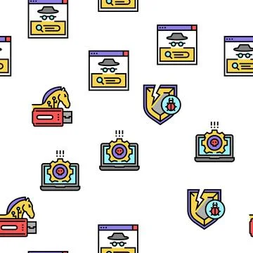 Cyber Security System Technology Vector Seamless Pattern Stock Illustration