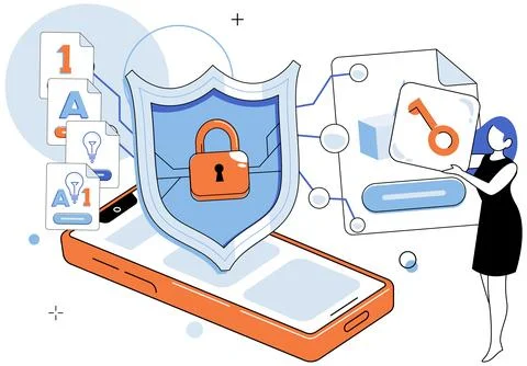 Cyber security. The tech industry plays vital role in maintaining cyber security Stock Illustration
