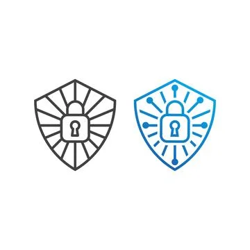 Cyber security, tech protect. Vector icon logo template Illustrazione stock