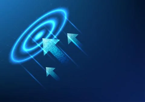 Cyber security technology abstract background The arrow hits a circular wav.. Иллюстрация