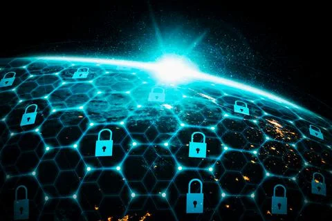 Cyber security technology and online data protection in innovative perception イラスト素材