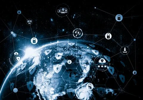 Cyber security technology and online data protection in innovative perception Stock Illustration