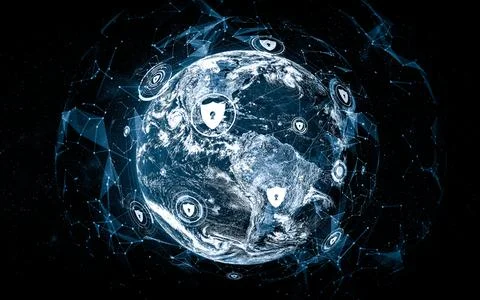 Cyber security technology and online data protection in innovative perception Illustrazione stock