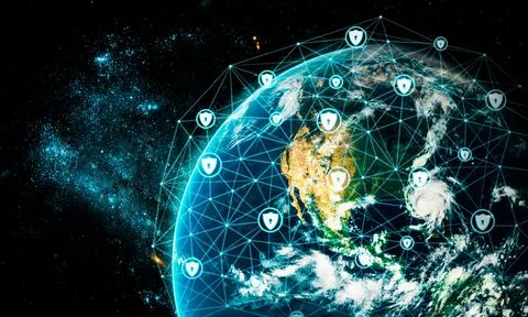 Cyber security technology and online data protection in innovative perception Foto stock