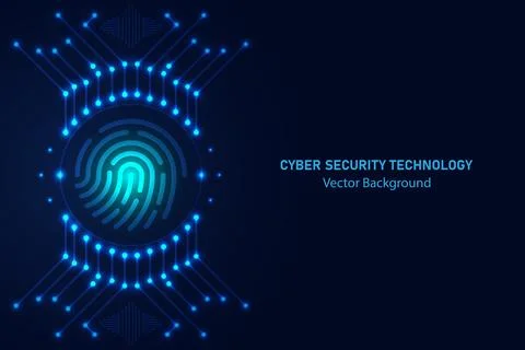 Cyber security technology background with biometric fingerprint scan Stock Illustration
