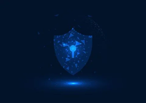 Cyber ??security technology background, shield with key slot on the technol.. Stockillustratie