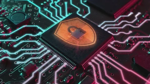 Cyber security technology concept. Digital protection and computer safety with Stock-Footage 158300565