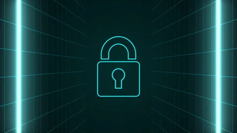 Cyber security technology concept Shield With Keyhole on circuit board Stock Footage 342783961