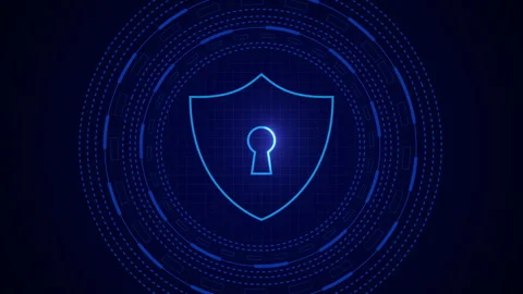 Cyber security technology concept Shield With Keyhole personal data Stock Footage 342784065
