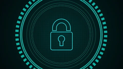 Cyber security technology concept Shield With Keyhole Video Animated Background Stock Footage 342784355